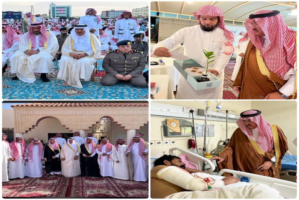 محافظ المجمعة يؤدي صلاة العيد ويستقبل المهنئين ويزور المرضى والمنومين