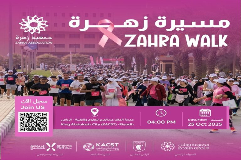 انطلاق “مسيرة زهرة” من مدينة الملك عبدالعزيز للعلوم والتقنية لتعزيز الوعي بسرطان الثدي