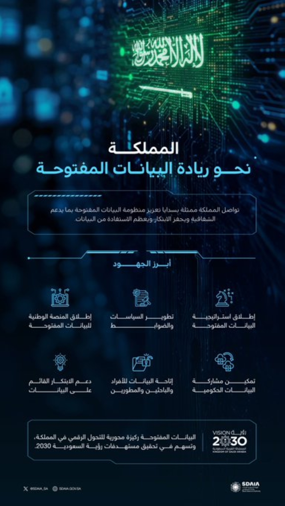 عبر 6 مجالات.. أبرز جهود المملكة لتحقيق الريادة في البيانات المفتوحة