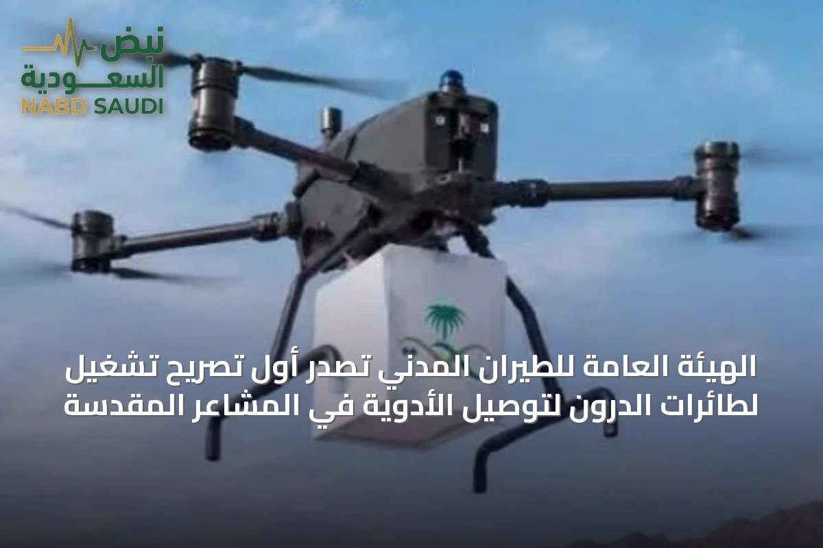 الهيئة العامة للطيران المدني تصدر أول تصريح تشغيل لطائرات الدرون لتوصيل الأدوية في المشاعر المقدسة