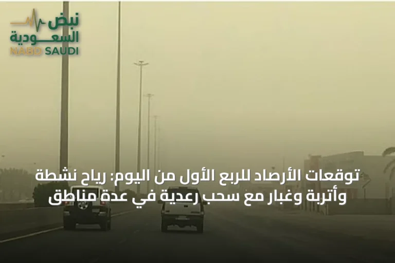 توقعات الأرصاد للربع الأول من اليوم: رياح نشطة وأتربة وغبار مع سحب رعدية في عدة مناطق