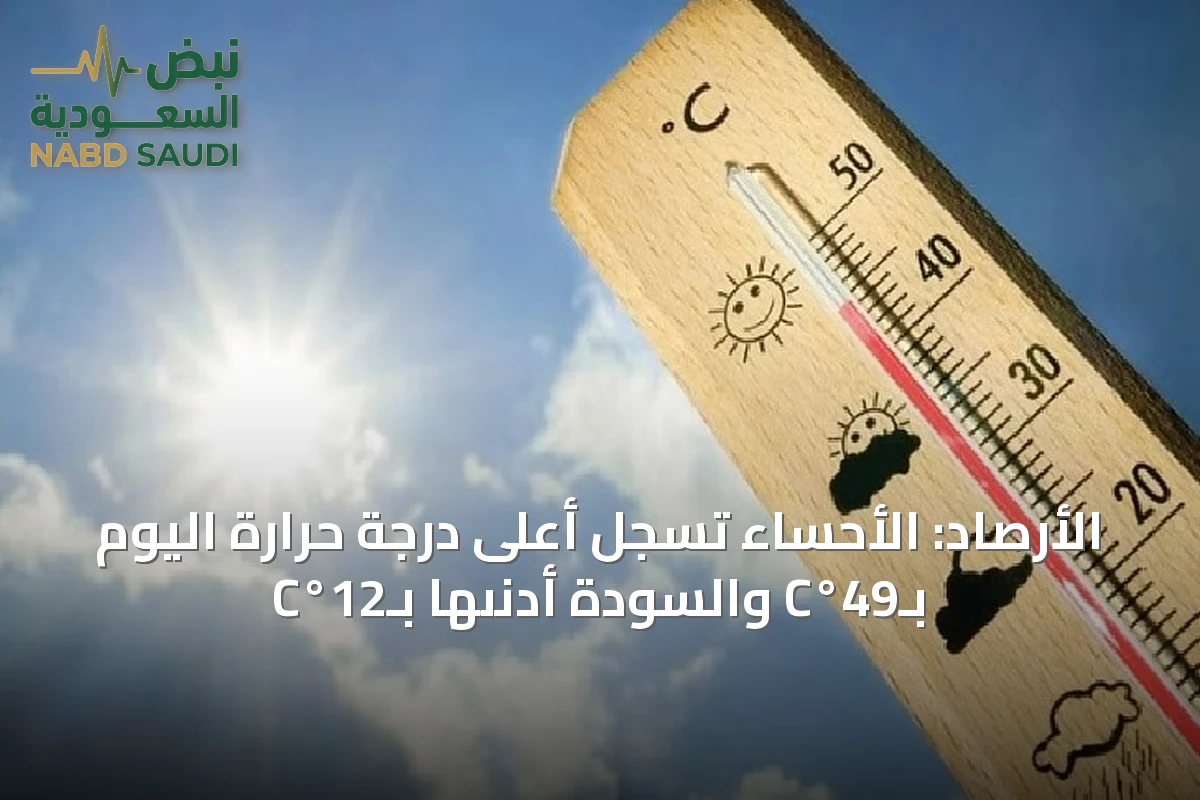 الأرصاد: الأحساء تسجل أعلى درجة حرارة اليوم بـ49°C والسودة أدنىها بـ12°C