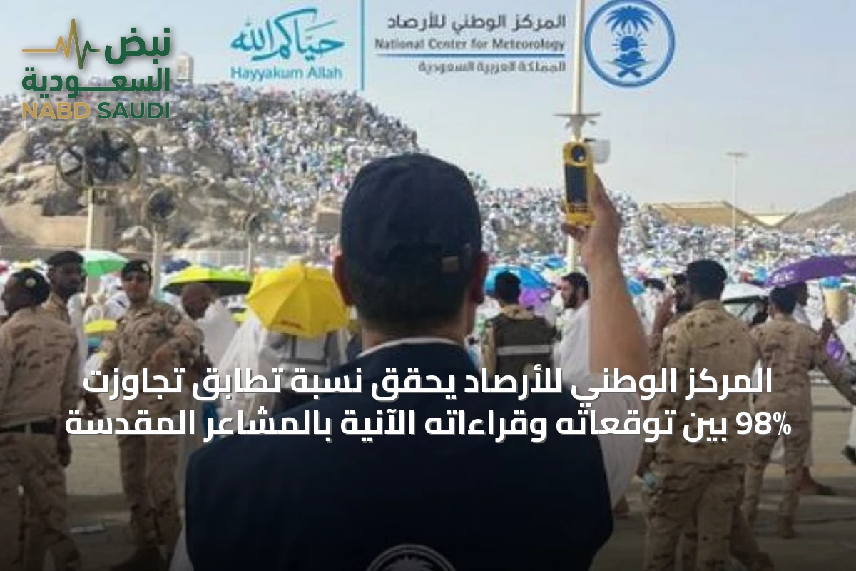 المركز الوطني للأرصاد يحقق نسبة تطابق تجاوزت 98% بين توقعاته وقراءاته الآنية بالمشاعر المقدسة