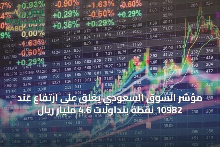 مؤشر السوق السعودي يغلق على ارتفاع عند 10982 نقطة بتداولات 4.6 مليار ريال
