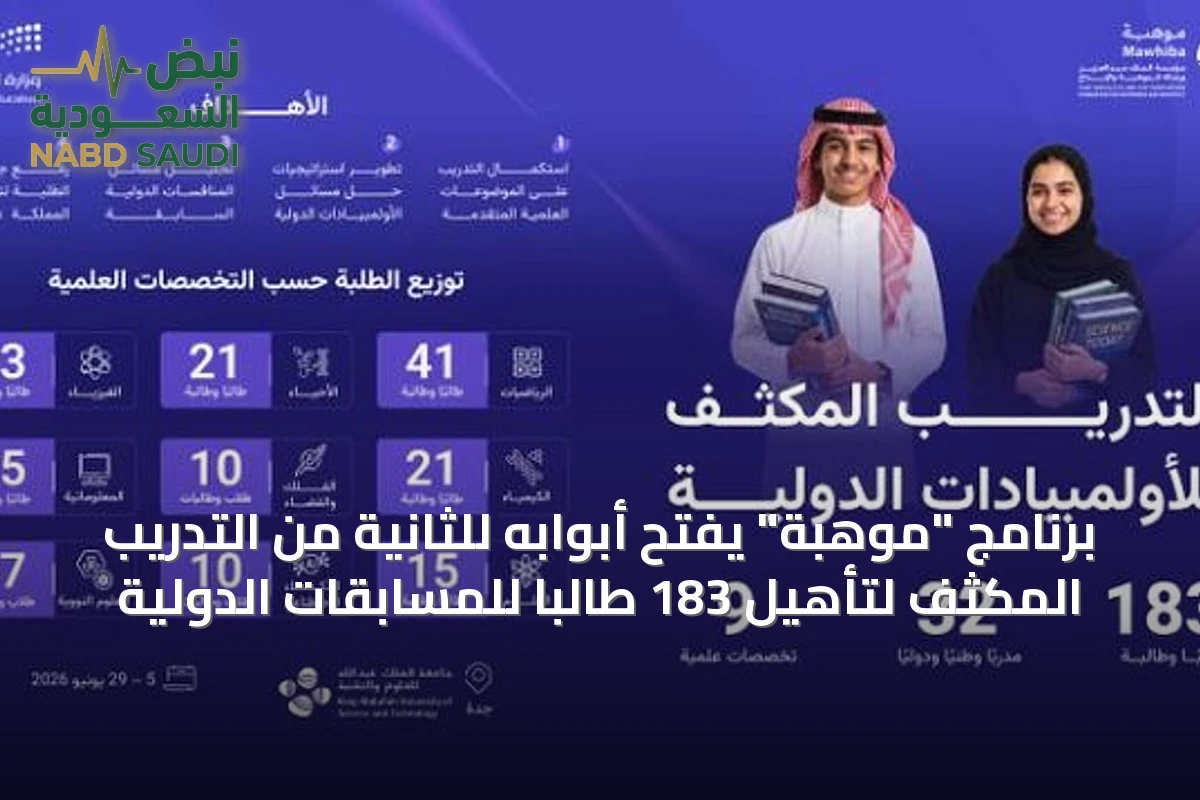 برنامج "موهبة" يفتح أبوابه للثانية من التدريب المكثف لتأهيل 183 طالبًا للمسابقات الدولية