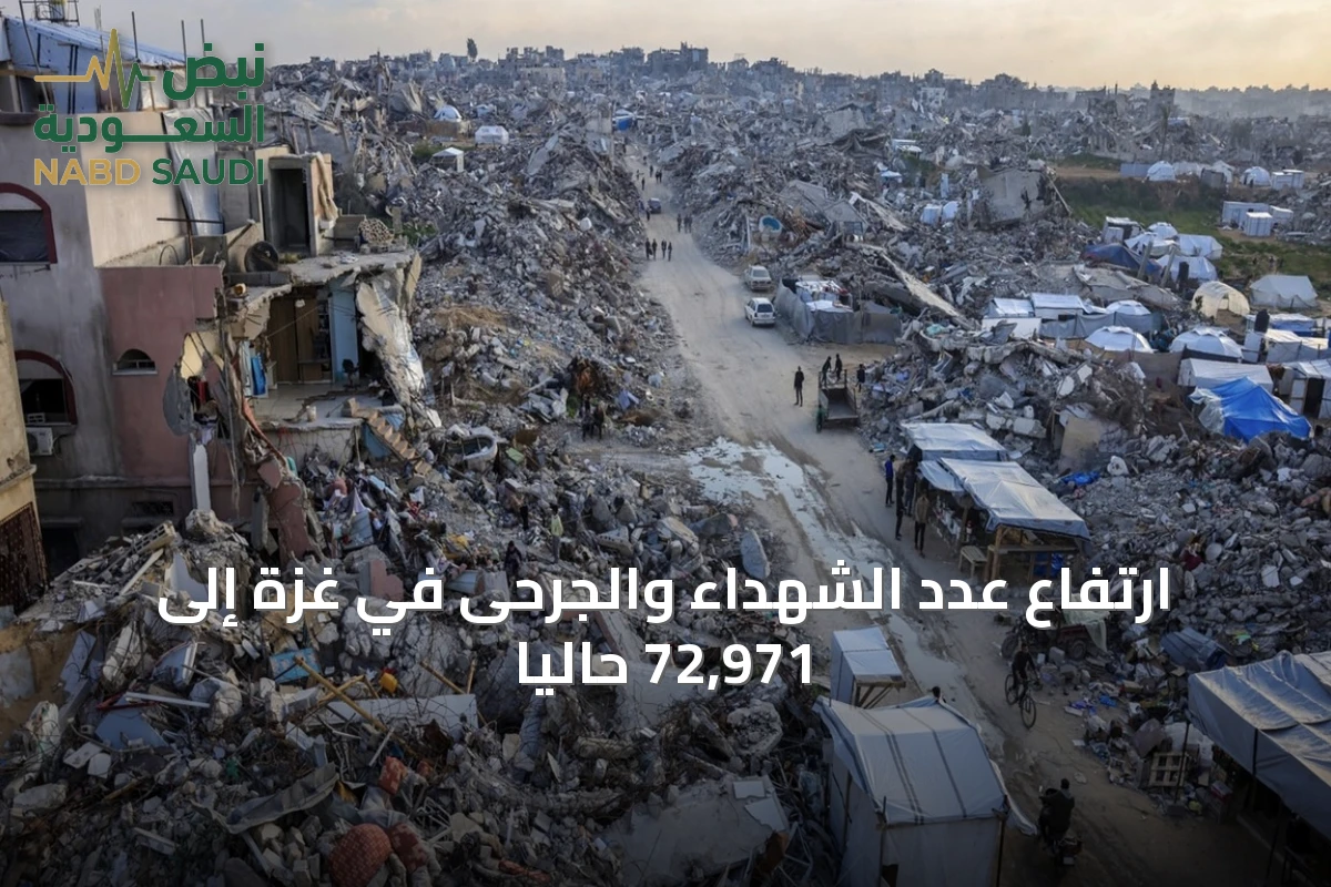 ارتفاع عدد الشهداء والجرحى في غزة إلى 72,971 حالياً