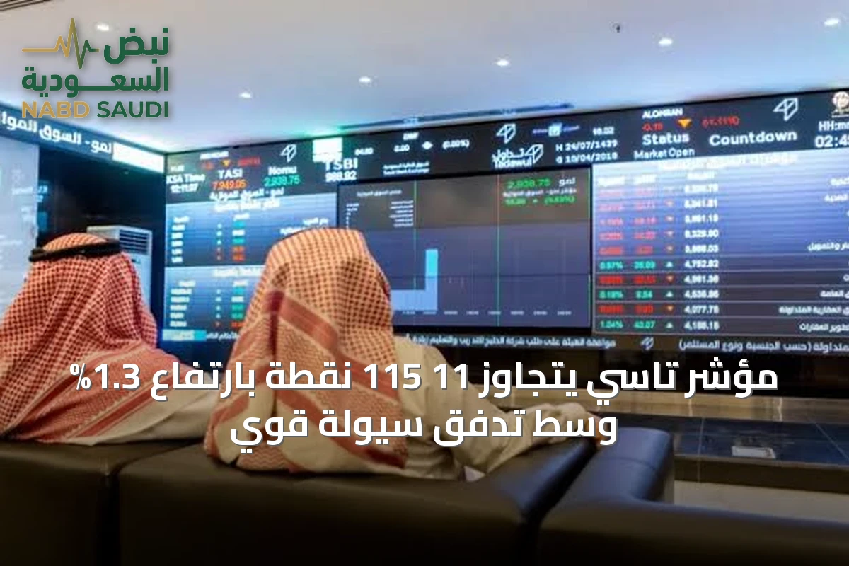 مؤشر تاسي يتجاوز 11 115 نقطة بارتفاع 1.3% وسط تدفق سيولة قوي
