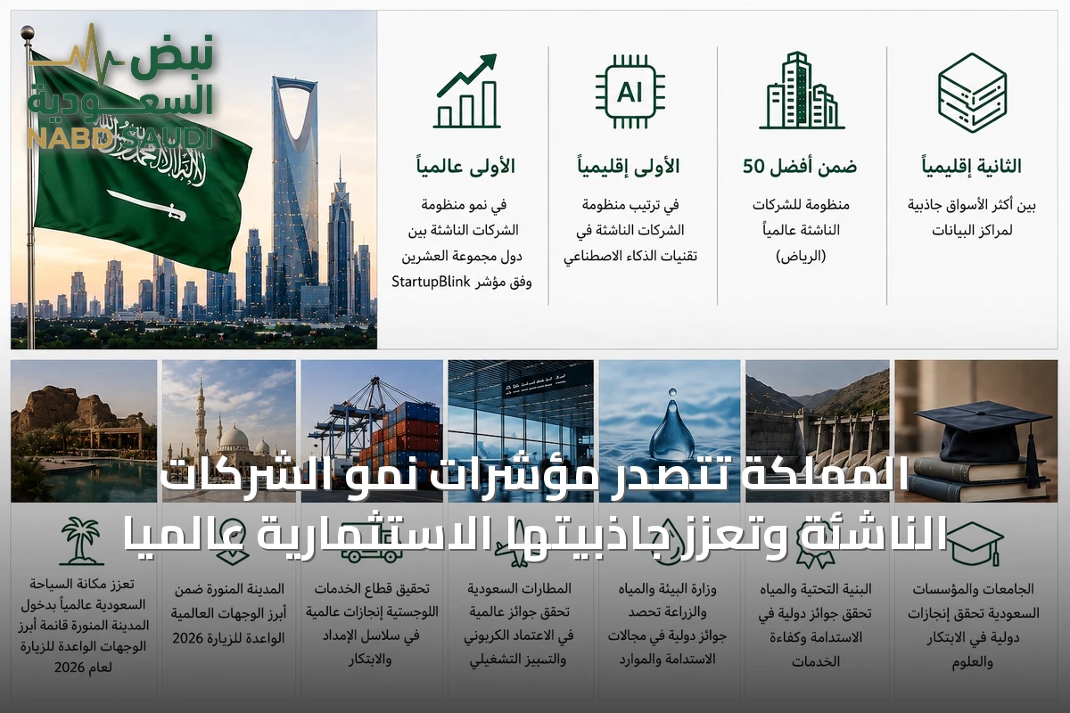 المملكة تتصدر مؤشرات نمو الشركات الناشئة وتُعزز جاذبيتها الاستثمارية عالمياً