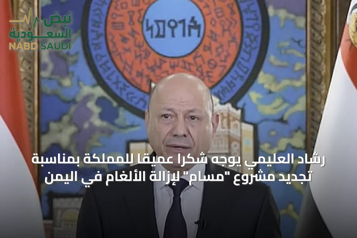 رشاد العليمي يوجه شكرًا عميقًا للمملكة بمناسبة تجديد مشروع "مسام" لإزالة الألغام في اليمن