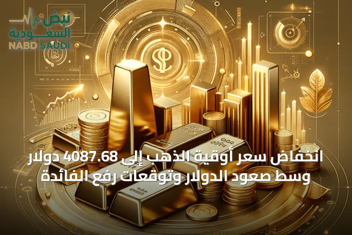 انخفاض سعر أوقية الذهب إلى 4087.68 دولار وسط صعود الدولار وتوقعات رفع الفائدة