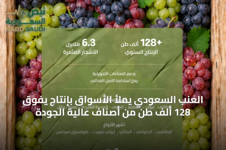 العنب السعودي يملأ الأسواق بإنتاج يفوق 128 ألف طن من أصناف عالية الجودة
