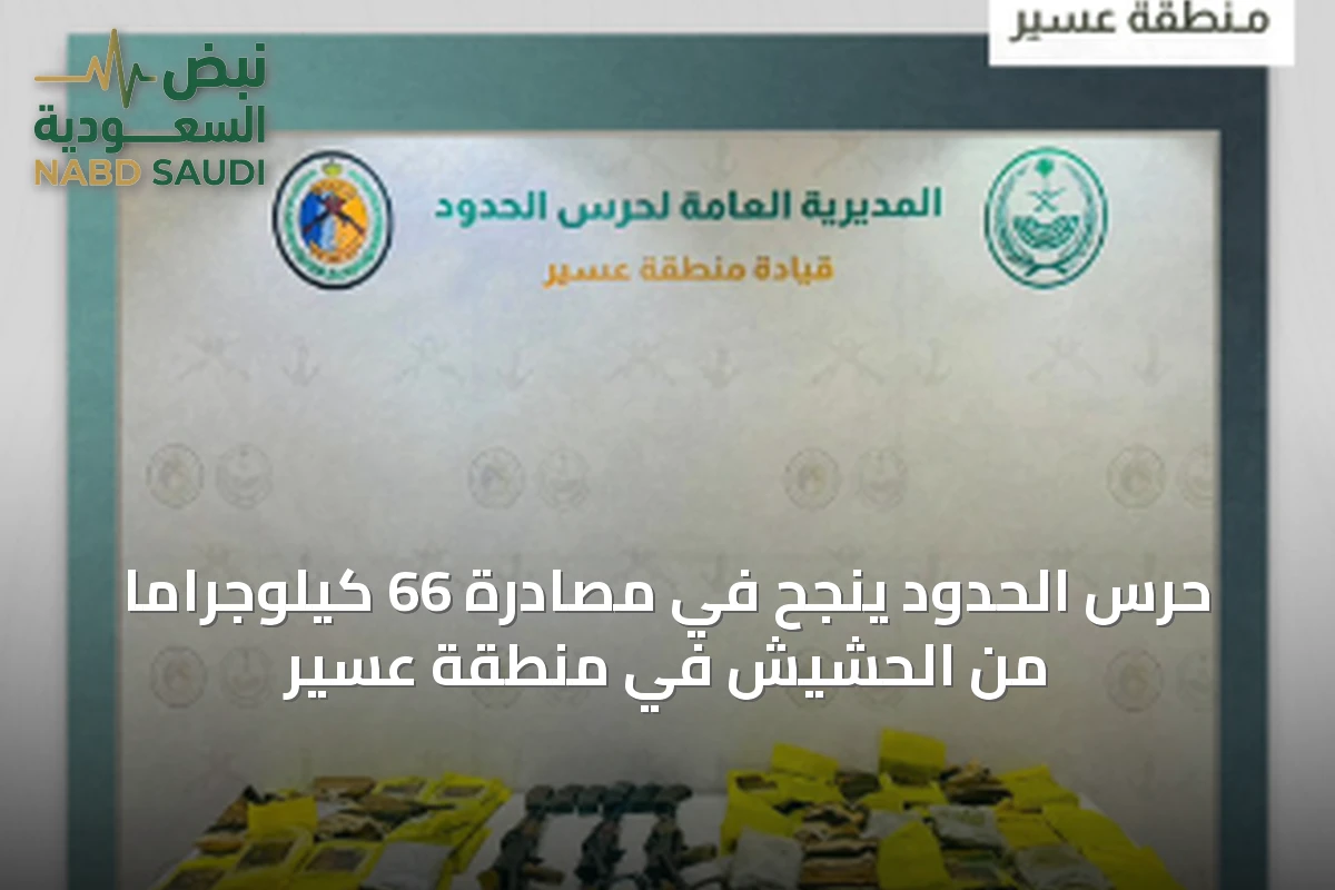 حرس الحدود ينجح في مصادرة 66 كيلوجرامًا من الحشيش في منطقة عسير