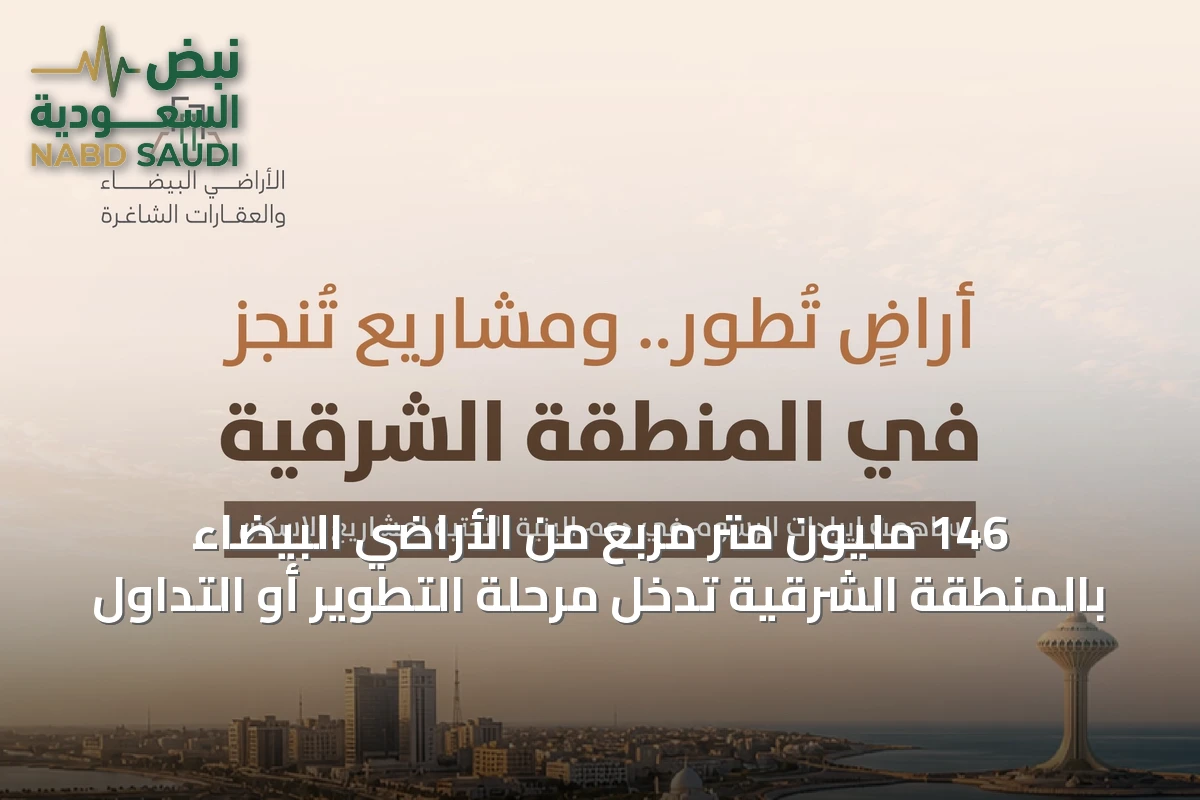 146 مليون متر مربع من الأراضي البيضاء بالمنطقة الشرقية تدخل مرحلة التطوير أو التداول