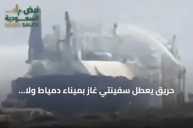 حريق يعطل سفينتي غاز بميناء دمياط ولا يسبب إصابات