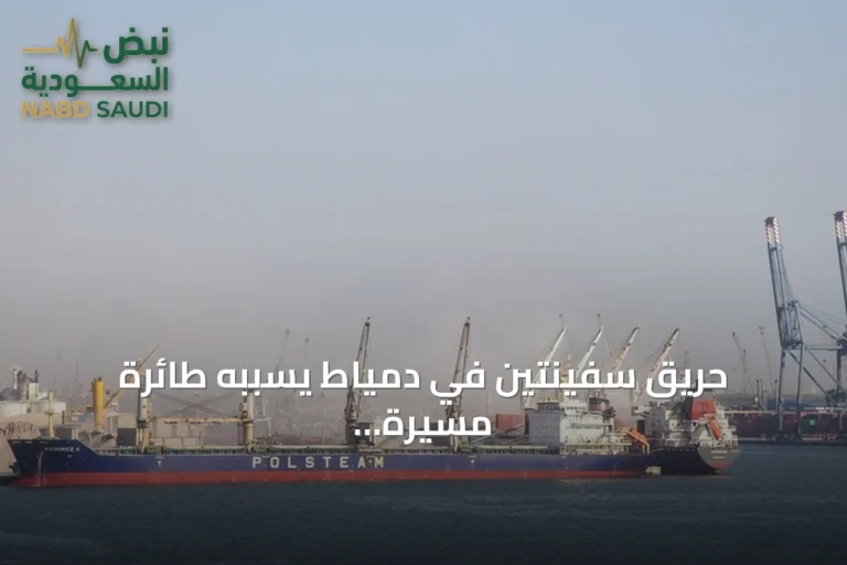 حريق سفينتين في دمياط يسببه طائرة مسيرة وفق بيان الحكومة