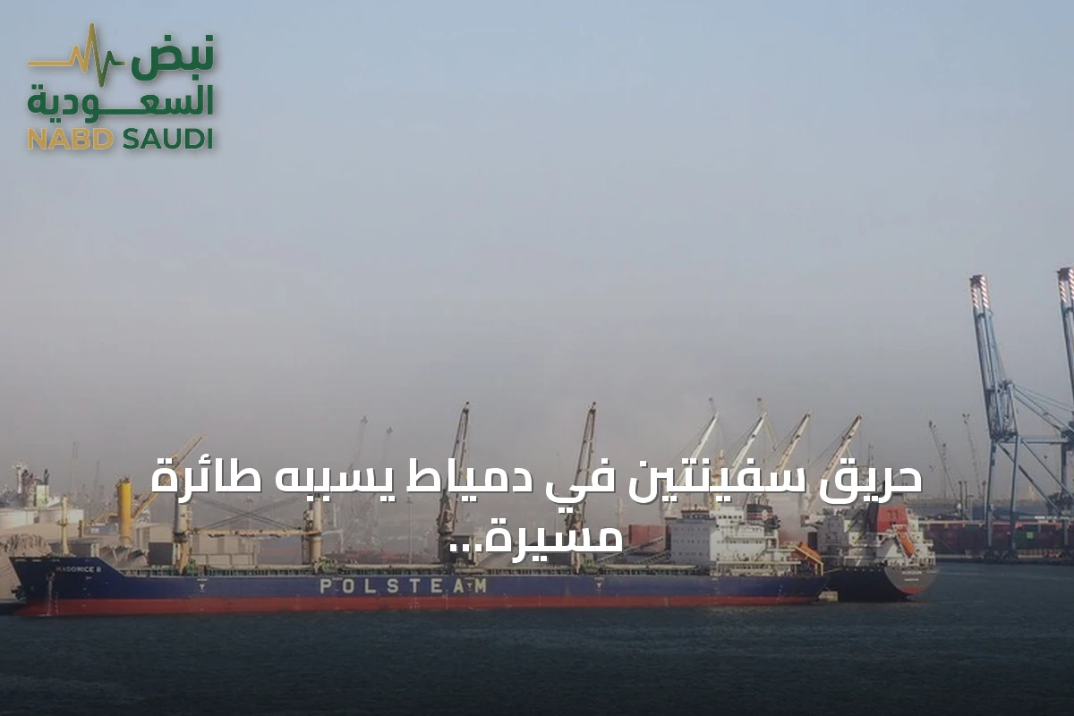 حريق سفينتين في دمياط يسببه طائرة مسيرة وفق بيان الحكومة