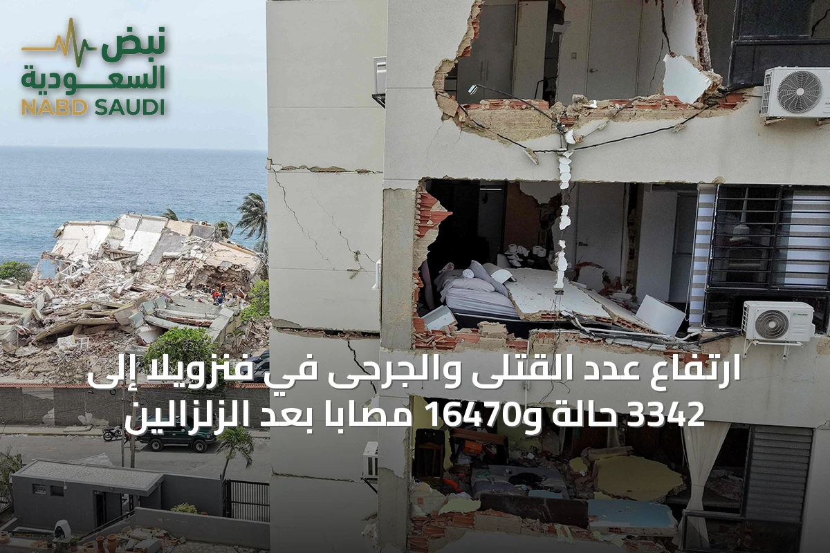 ارتفاع عدد القتلى والجرحى في فنزويلا إلى 3342 حالة و16470 مصاباً بعد الزلزالين