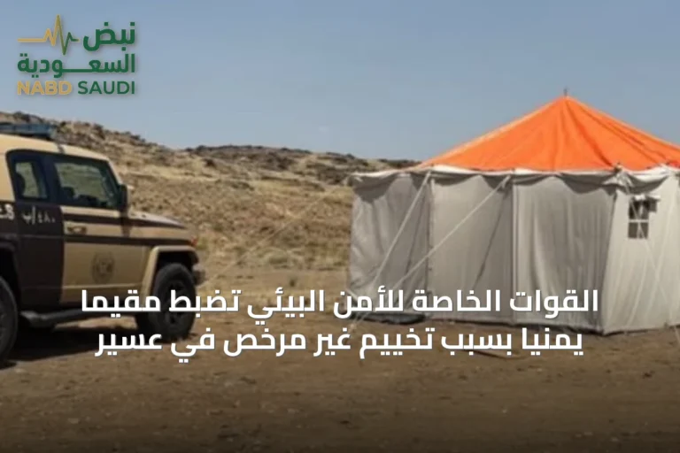 القوات الخاصة للأمن البيئي تضبط مقيمًا يمنيًا بسبب تخييم غير مرخص في عسير