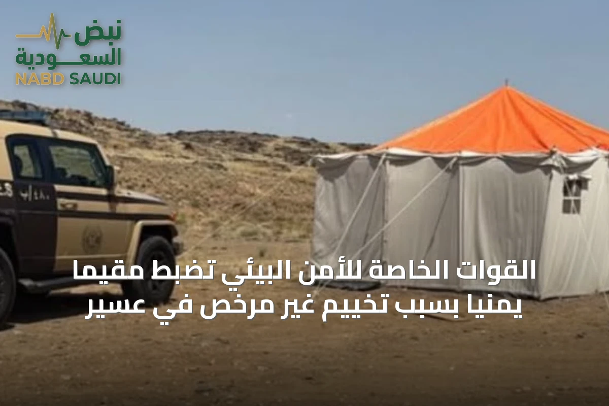 القوات الخاصة للأمن البيئي تضبط مقيمًا يمنيًا بسبب تخييم غير مرخص في عسير