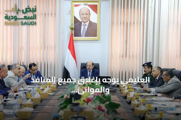 العليمي يوجه بإغلاق جميع المنافذ والموانئ التي تعمل خارج الإطار القانوني