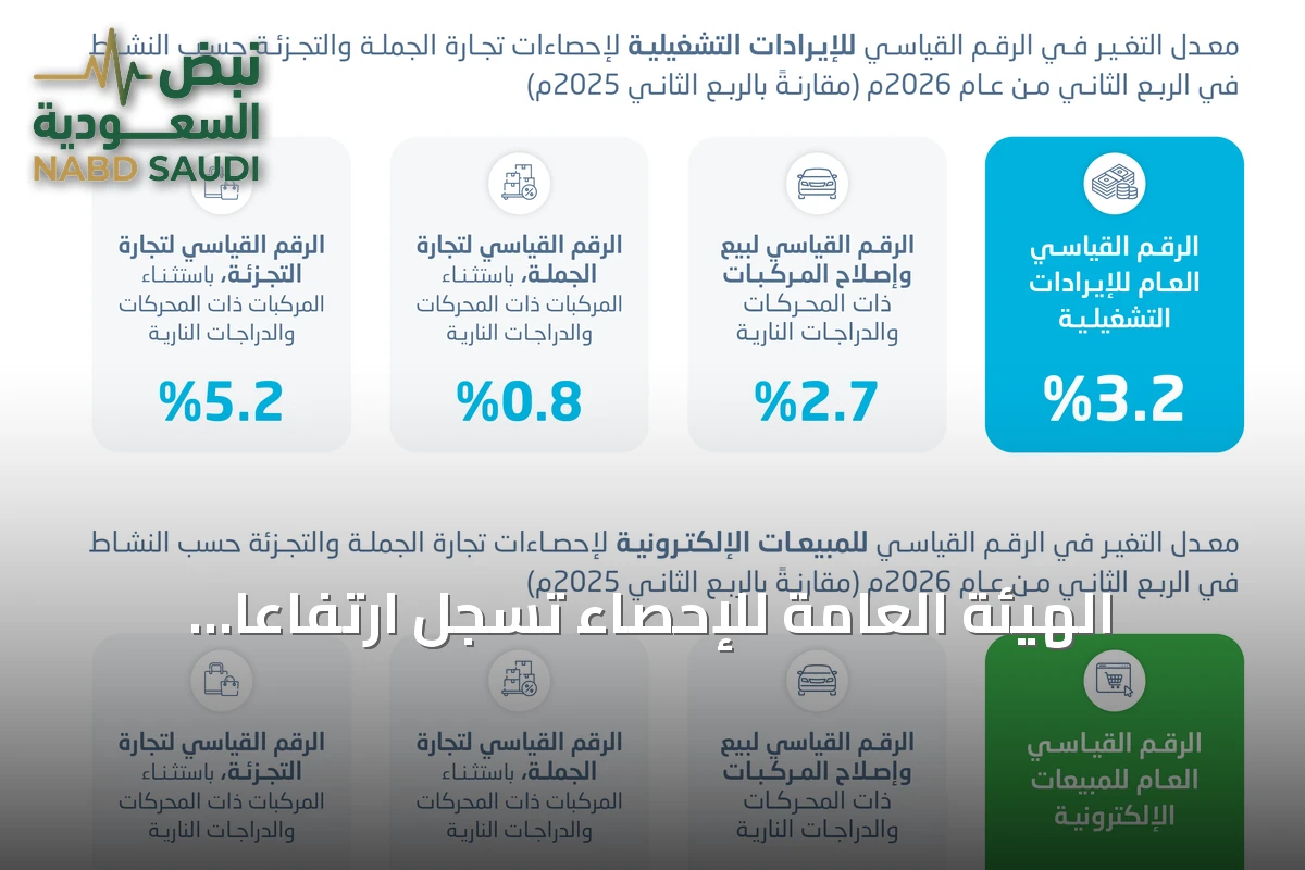 الهيئة العامة للإحصاء تسجل ارتفاعاً ملحوظاً في مبيعات التجزئة الإلكترونية بالربع الثاني 2026