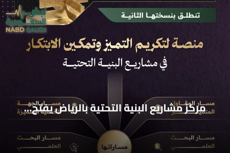 مركز مشاريع البنية التحتية بالرياض يفتح باب الترشح للنسخة الثانية من جائزة البنية التحتية 2026