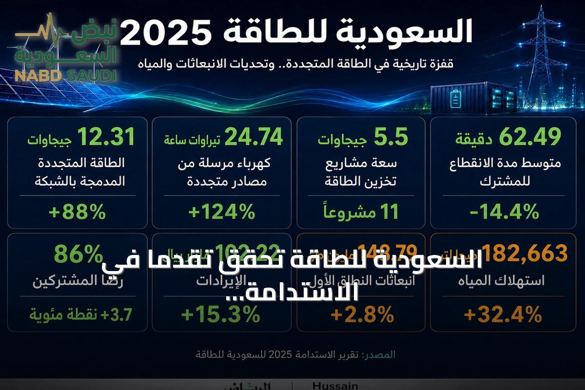 السعودية للطاقة تحقق تقدمًا في الاستدامة لعام 2026