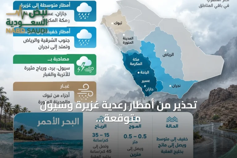 تحذير من أمطار رعدية غزيرة وسيول متوقعة على مناطق جنوب السعودية