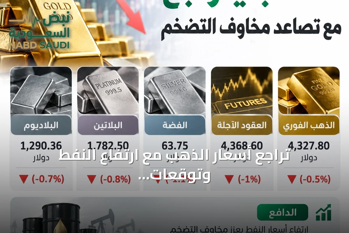 تراجع أسعار الذهب مع ارتفاع النفط وتوقعات تشديد الفائدة الأمريكية