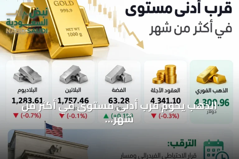 الذهب يحوم قرب أدنى مستوى في أكثر من شهر بانتظار الفيدرالي الأمريكي