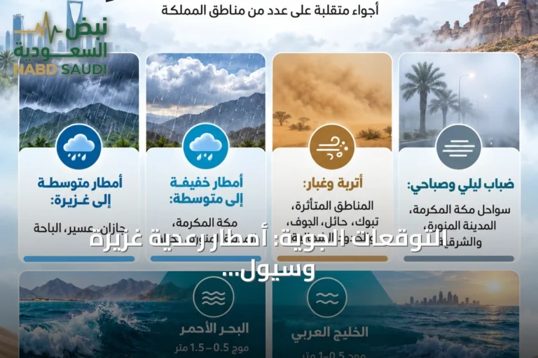 التوقعات الجوية: أمطار رعدية غزيرة وسيول متوقعة على جنوب السعودية