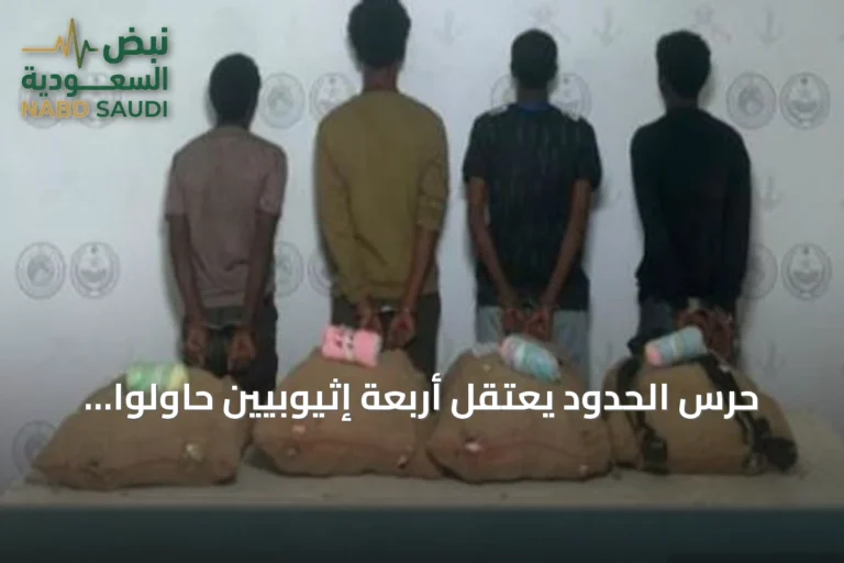 حرس الحدود يعتقل أربعة إثيوبيين حاولوا تهريب 80 كجم من القات بعسير