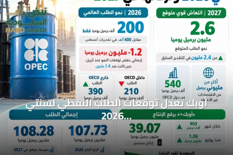 أوبك تعدل توقعات الطلب النفطي لسنتي 2026 و2027