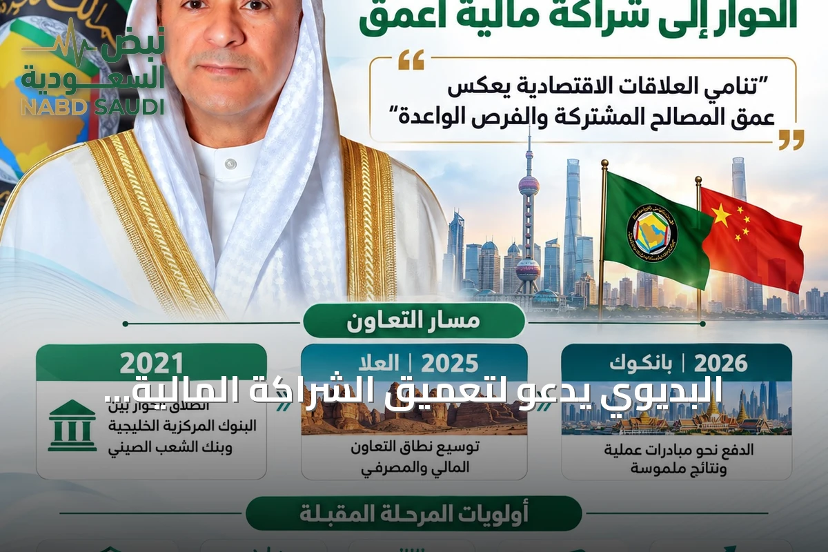البديوي يدعو لتعميق الشراكة المالية والمصرفية بين الخليج والصين