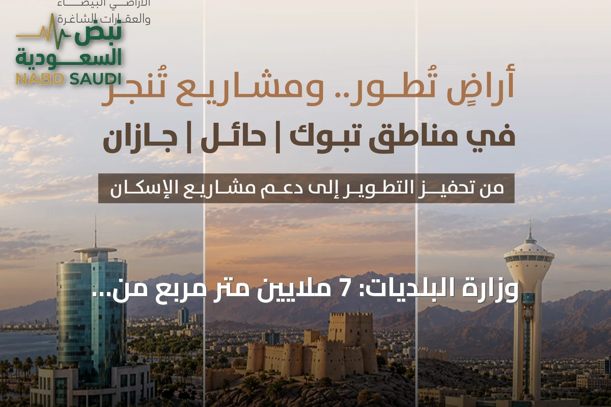 وزارة البلديات: 7 ملايين متر مربع من الأراضي البيضاء في تبوك وحائل وجازان تدخل مراحل التطوير أو التداول