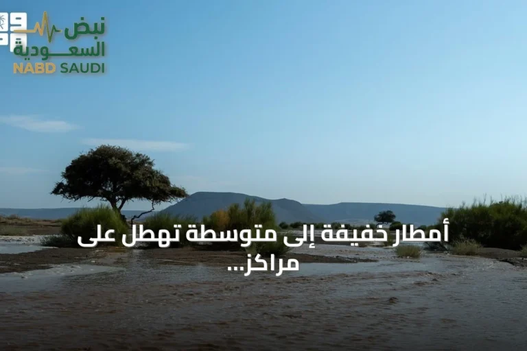 أمطار خفيفة إلى متوسطة تهطل على مراكز متفرقة في منطقة تبوك خلال الساعات الماضية